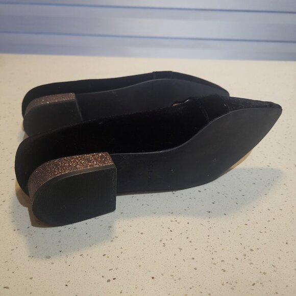 Black Velvet Loafers Ladies Size 8 Cole Haan Marlee Skimmer Flats - Picture 5 of 12